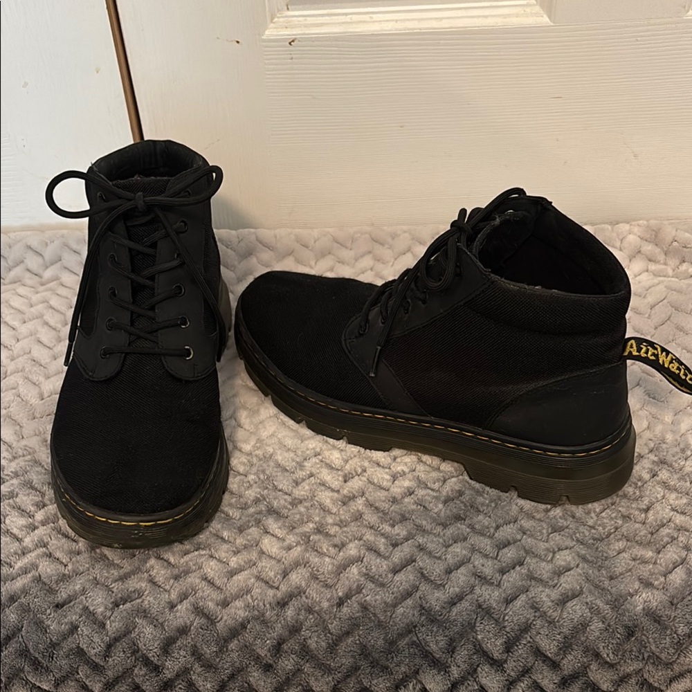 Dr. Martens Black Canvas Boots with Leather Trim